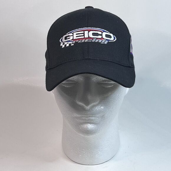 TRUCKER Cap Geico Racing Black & Blue Embroidered Nascar #13 MaxPapis SIGNED Hat - Picture 4 of 14